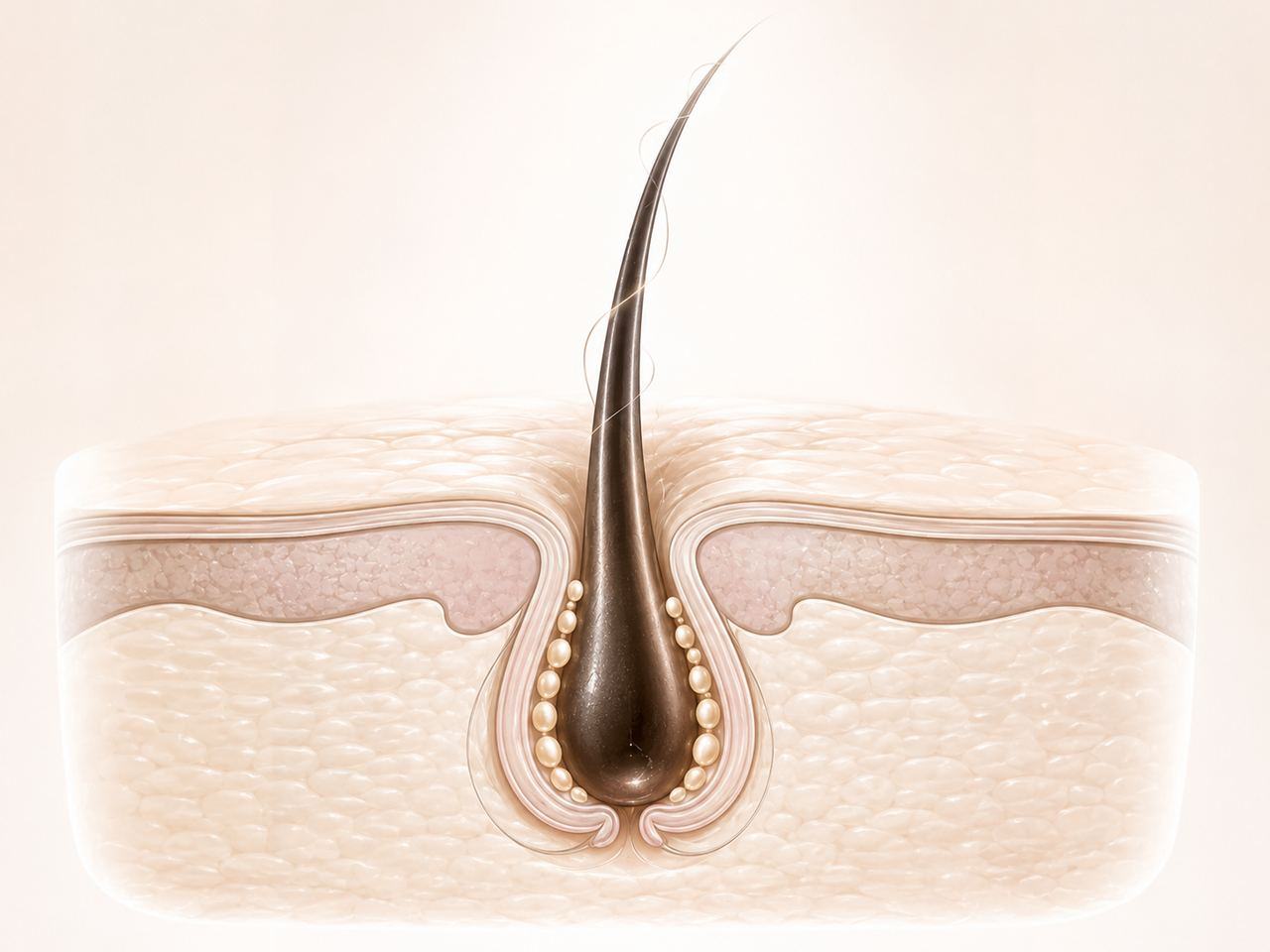 A follicle receiving the peptide growth signal