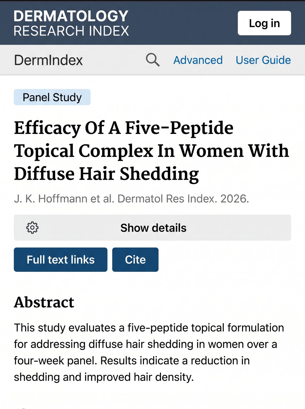Journal abstract for the five-peptide complex