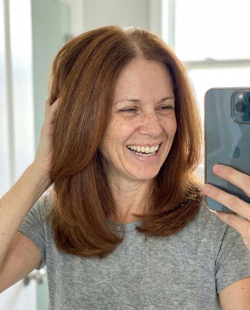 Month five, thick full hair and delighted
