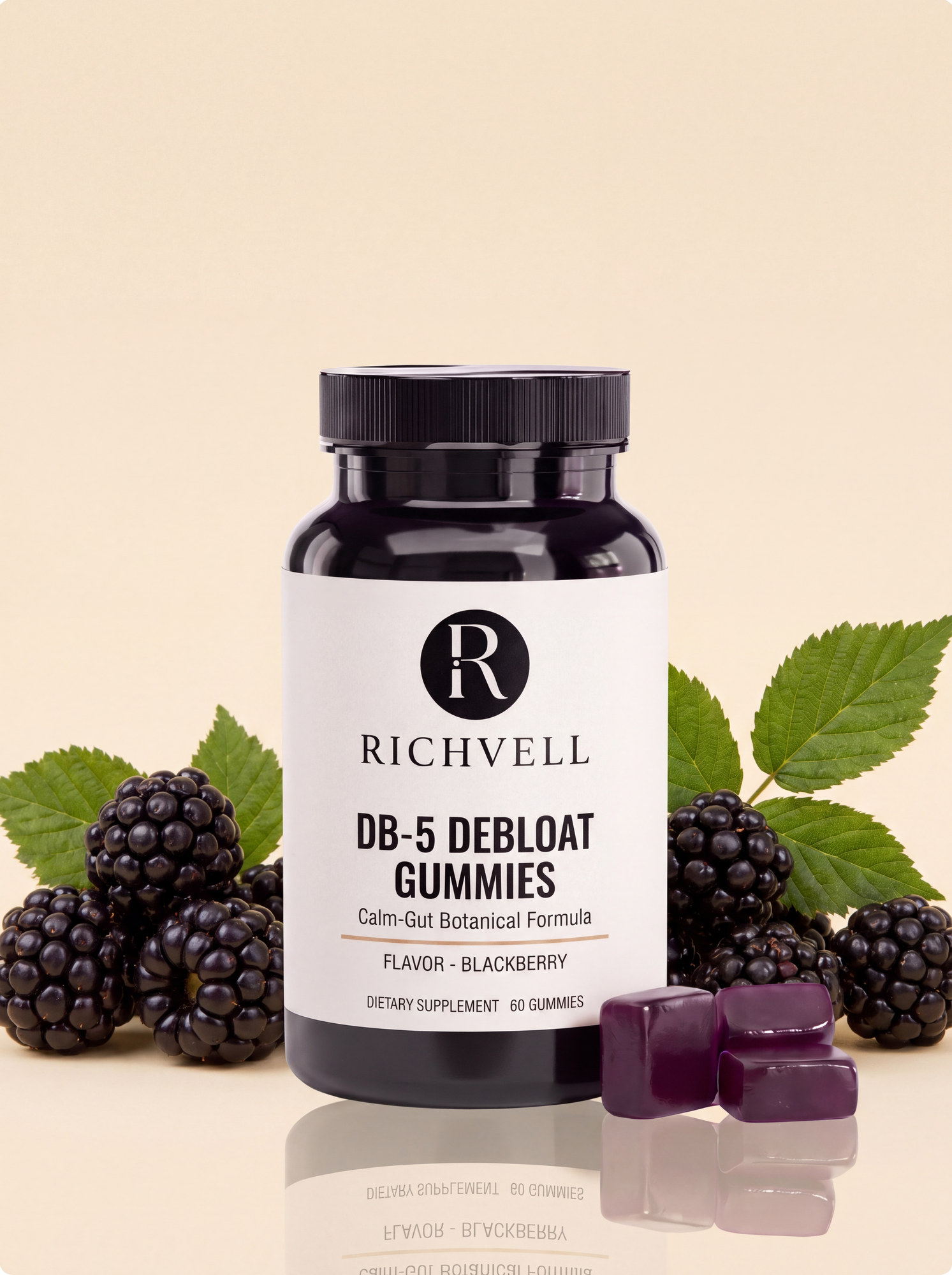 Instant Debloat Gummy with fresh blackberries