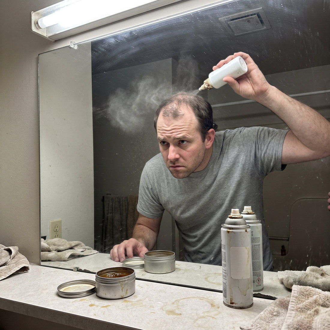 Putting store bought styling powder on thinning hair